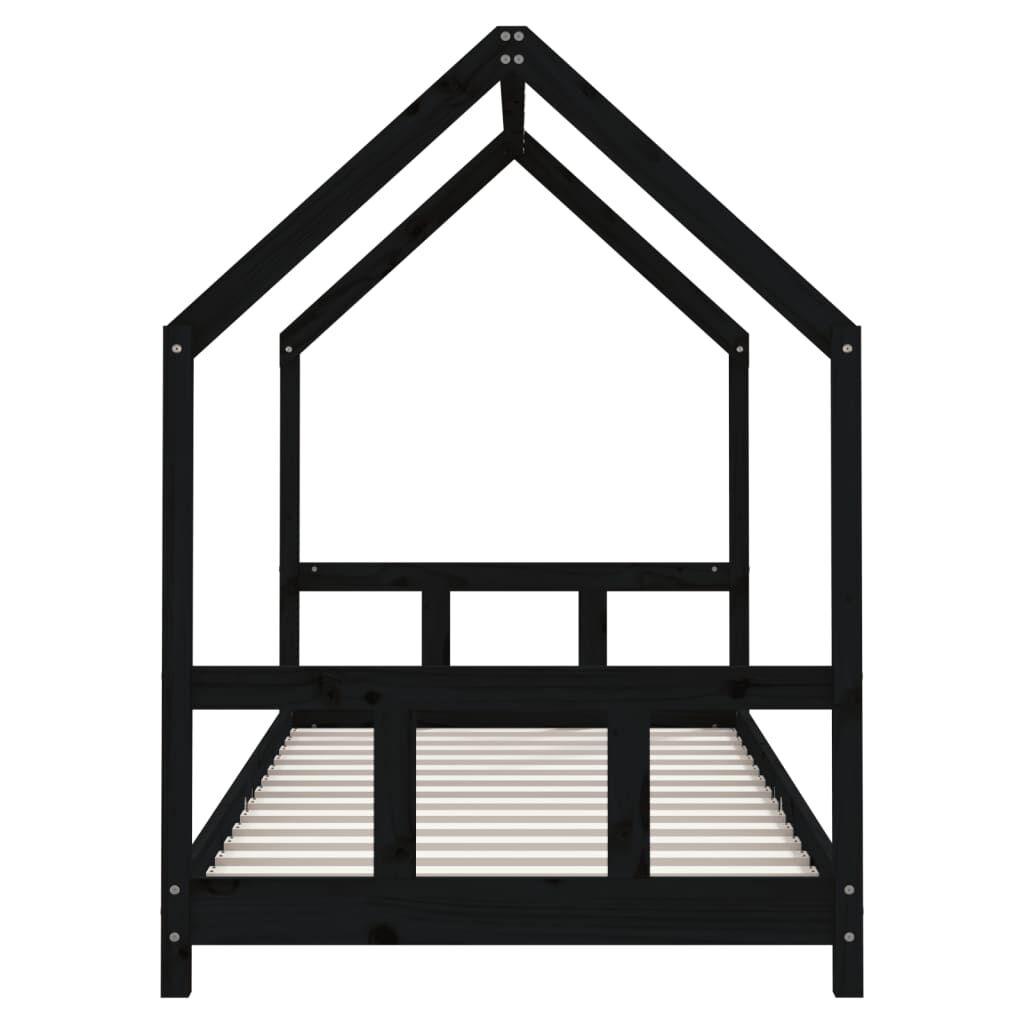 Vidaxl Estructura De Cama Para Niños Madera De Pino Negro 90x190 Cm_4