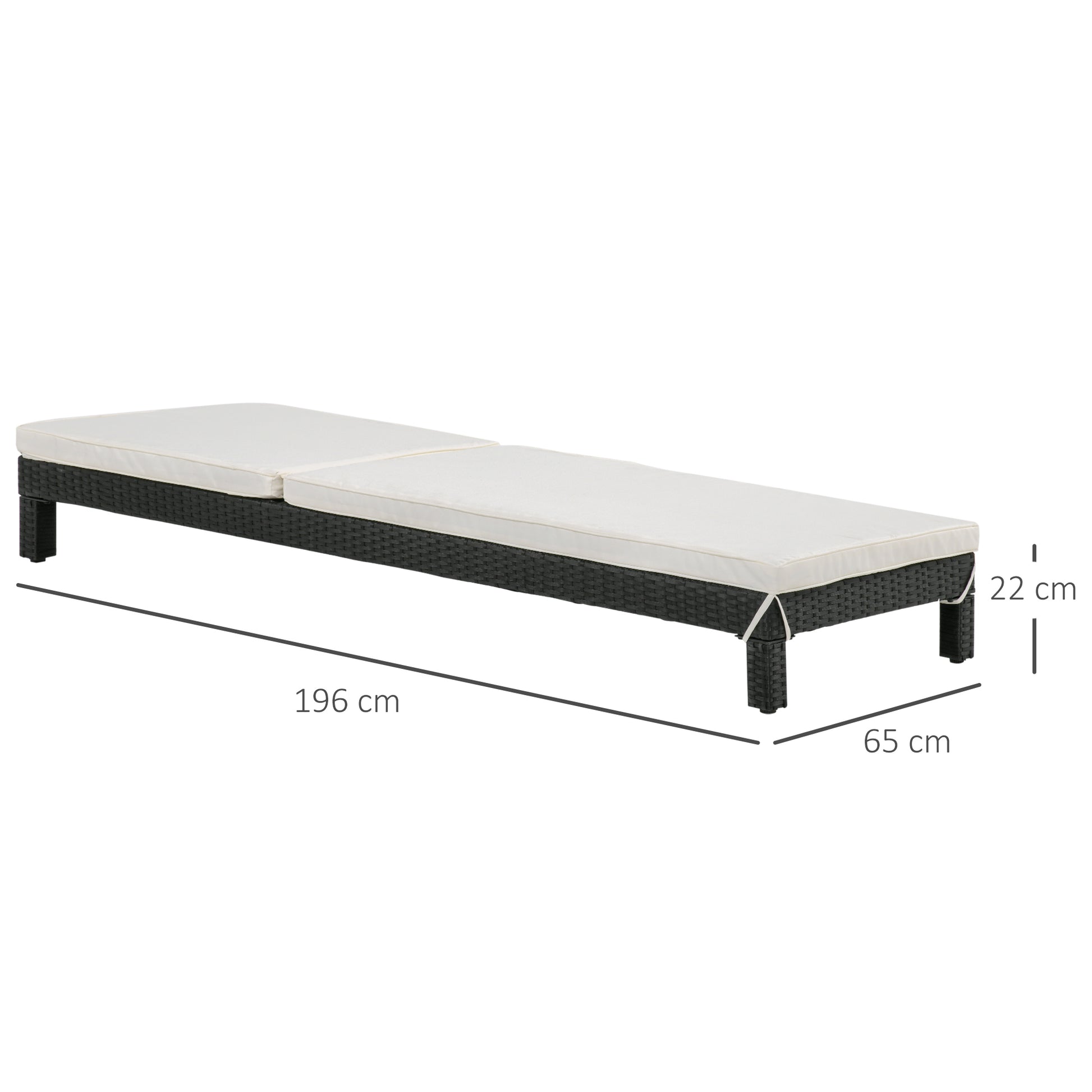Outsunny Set De 2 Tumbonas De Ratán Chaise Longue Con Cojín Para Exterior Jardín_2