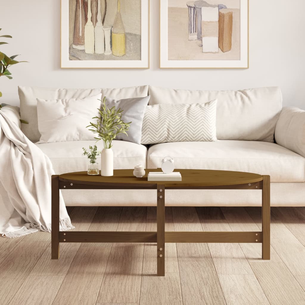 Mesa De Centro Madera Maciza De Pino Marrón Miel 118x63x45 Cm_1