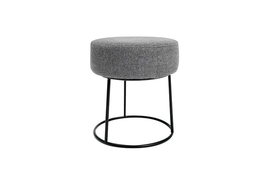 Puf Taburete, Sofá Finales, Gris Reposapiés De Tela, Negro Industrial Metal Pie 36x36x40cm- Muebles De Sala De Estar_0
