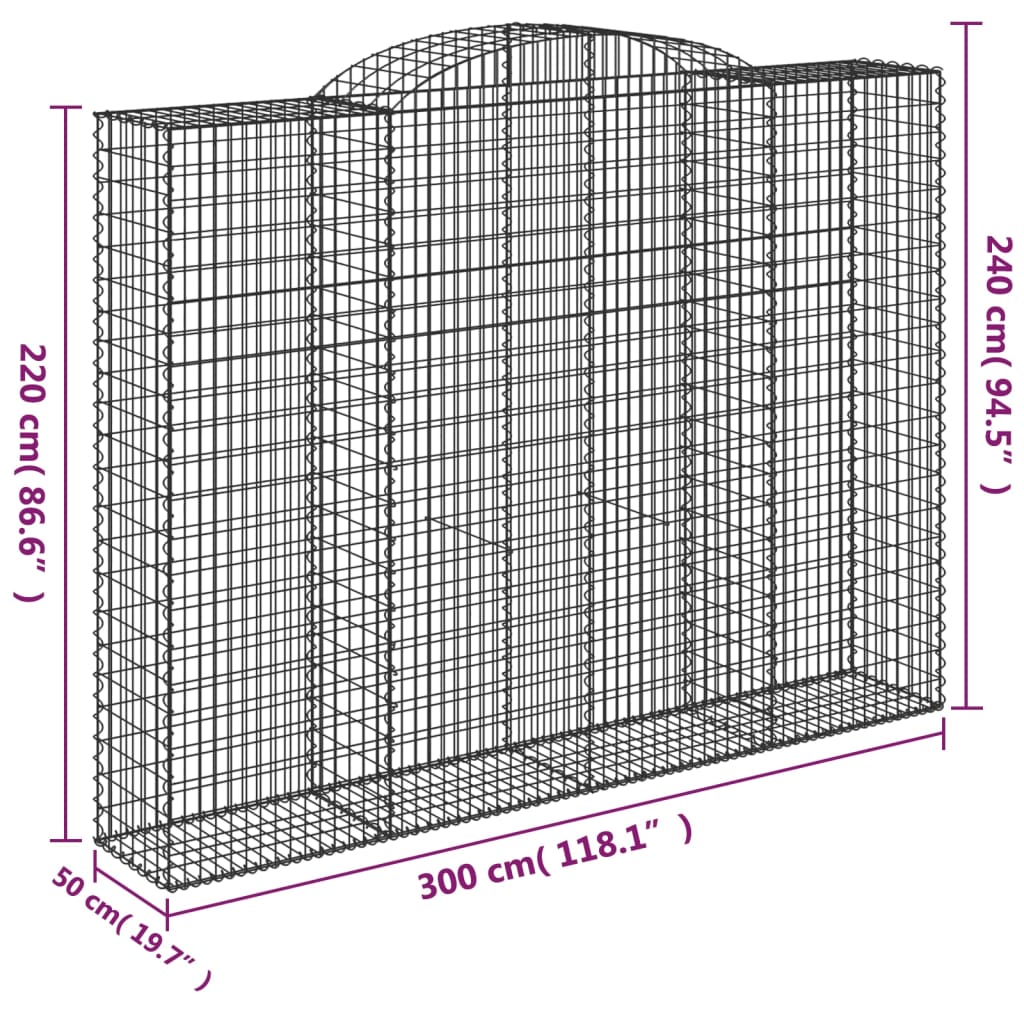 Cestas De Gaviones 10 Uds Forma De Arco Hierro 300x50x220/240cm_5
