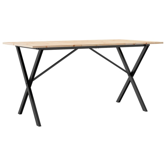 Mesa De Comedor Marco X Madera Maciza Pino Y Acero 140x80x75cm_0