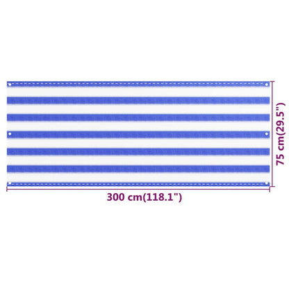 Vidaxl Toldo Para Balcón Hdpe Azul Y Blanco 75x300 Cm_2