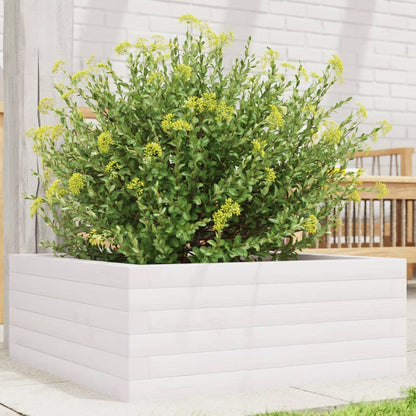 Jardinera De Madera Maciza De Pino Blanca 60x60x23 Cm_1