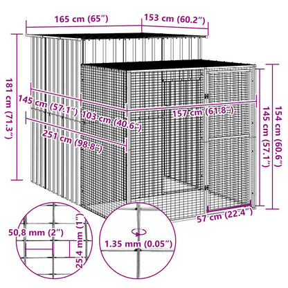 Vidaxl Gallinero Con Corral Acero Galvanizado Gris Claro 165x251x181cm_4
