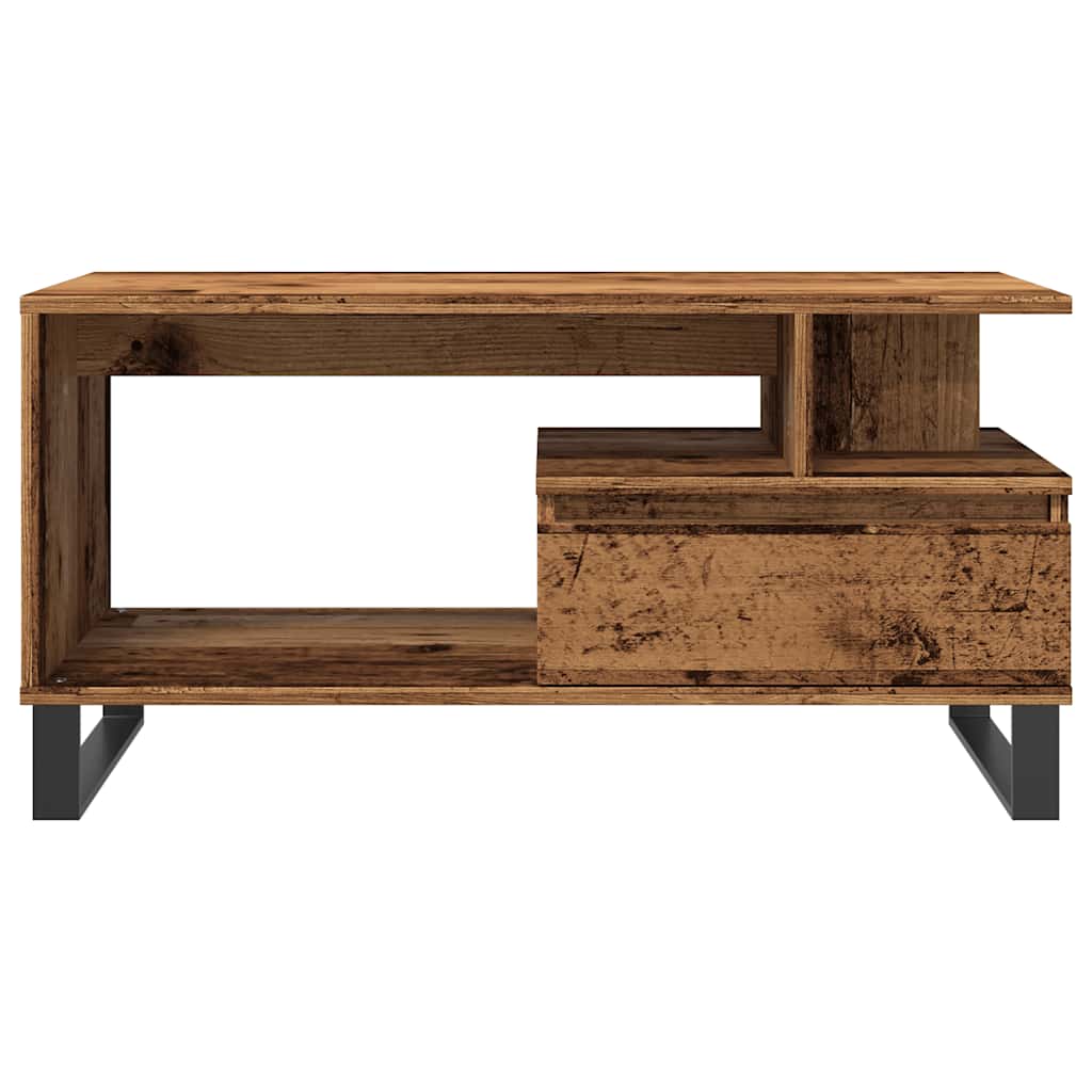 Mesa De Centro Madera Ingeniería Madera Envejecida 90x49x45 Cm_2