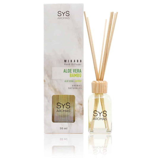 Ambientador Mikado Aloe Vera-Bambú Mármol SYS Aromas 50 ml | Aroma Agreste y Herbal | Relajante_0