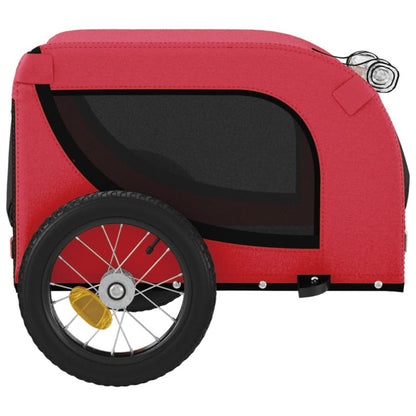 Vidaxl Remolque De Bicicleta Mascotas Hierro Tela Oxford Rojo Negro_5