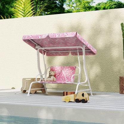 Aiyaplay Columpio Jardín Para Niños De 2 Plazas Toldo Diseño De Unicornio Rosa_1