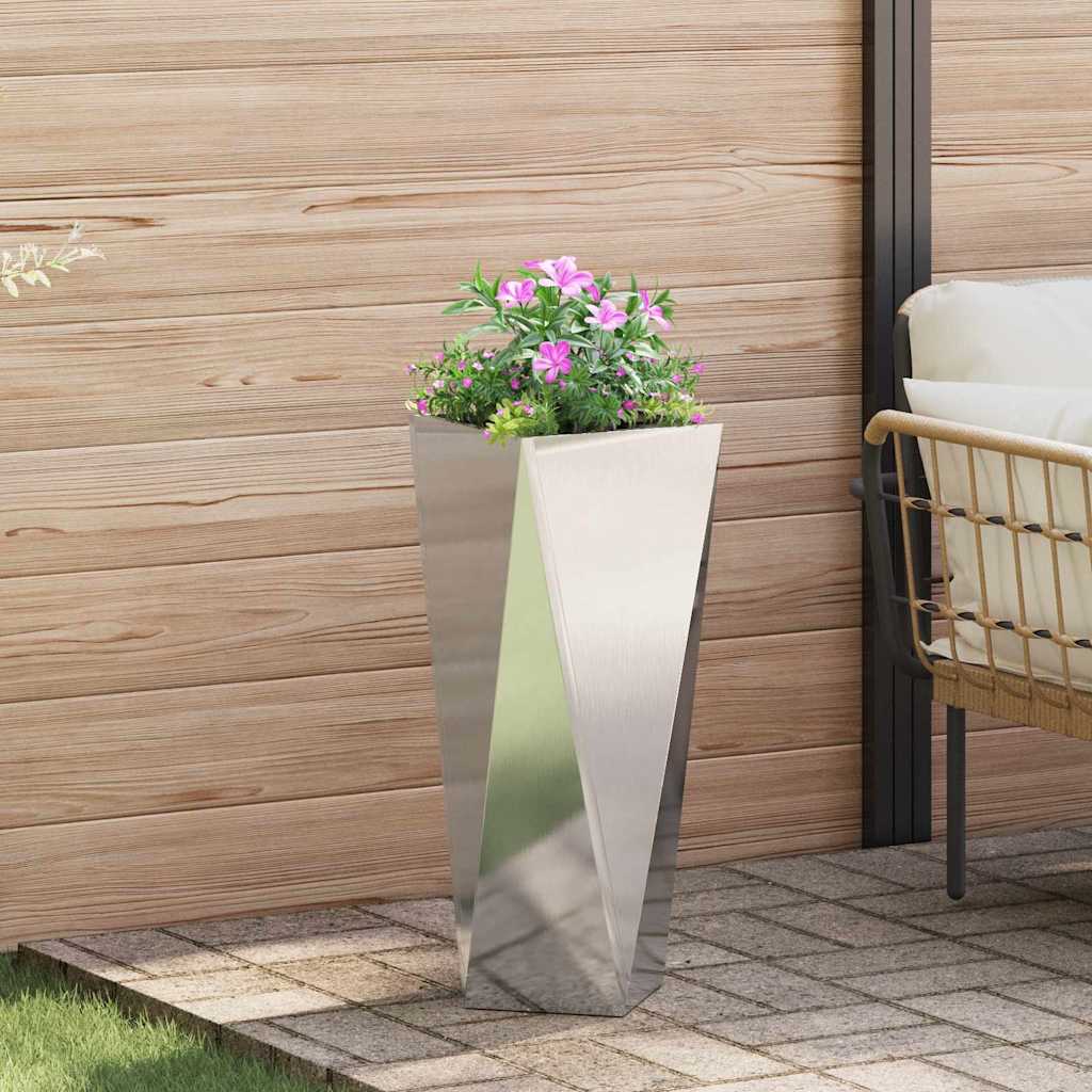 Jardinera 2 Pcs Plateado 30 X 30 X 75 Cm Acero Inoxidable_3