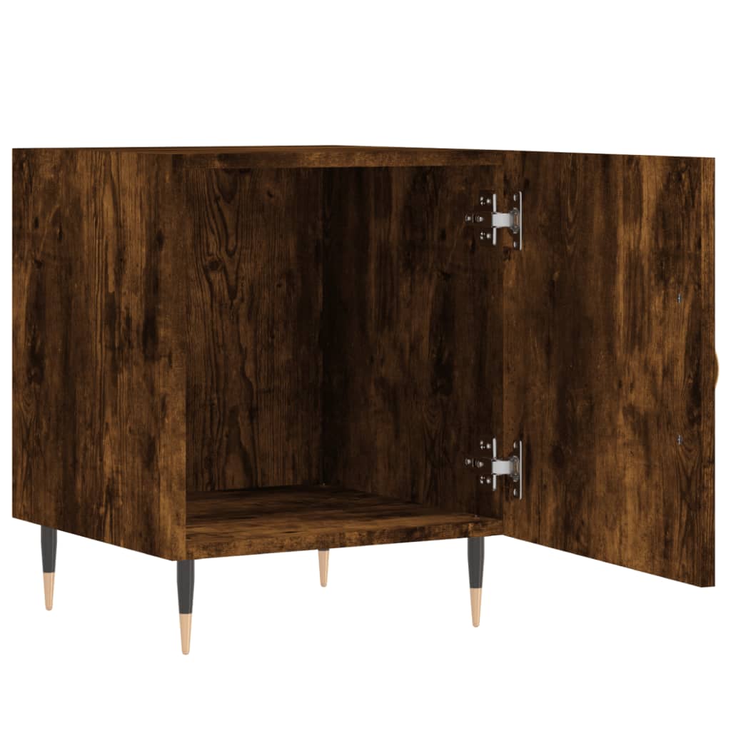 Mesita De Noche Madera De Ingeniería Roble Ahumado 40x40x50 Cm_1