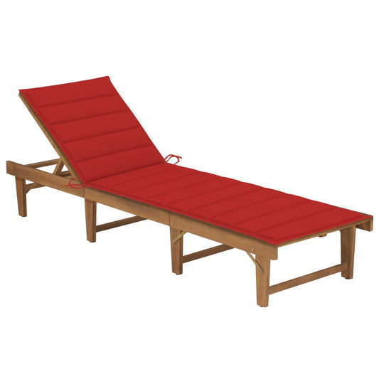 Tumbona Plegable Con Cojín Madera Maciza De Acacia_0