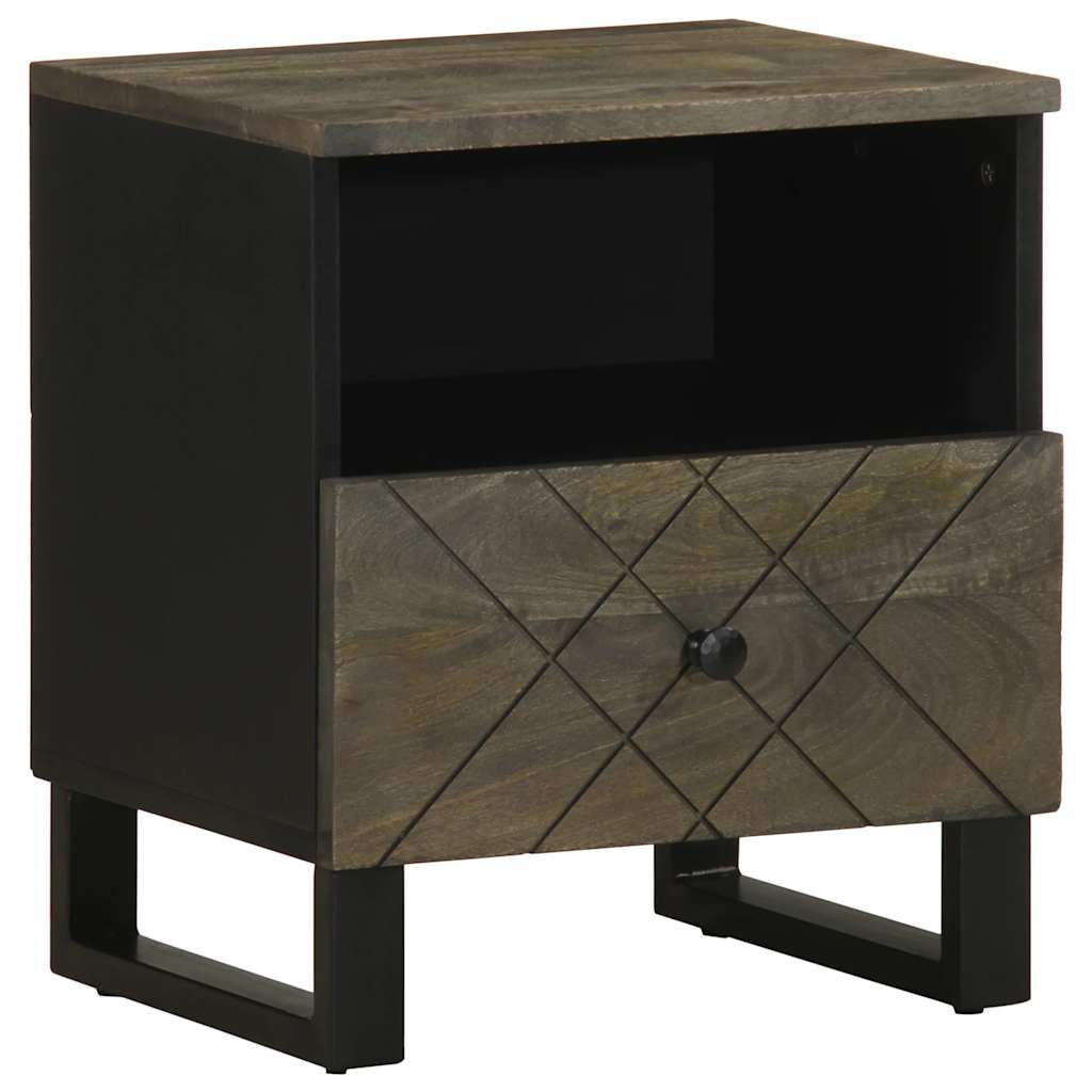 Mesitas De Noche 2 Uds Madera Maciza De Mango Negro 40x33x46 Cm_0