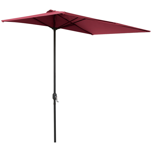Outsunny Media Sombrilla 230x130x245 Cm Parasol De Pared Con Manivela Rojo_0