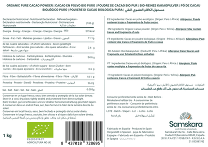Cacao En Polvo Bio - 1kg | Cacao Puro Ecológico Vegano Para Repostería Y Bebidas, Sin Azúcares Añadidos_1