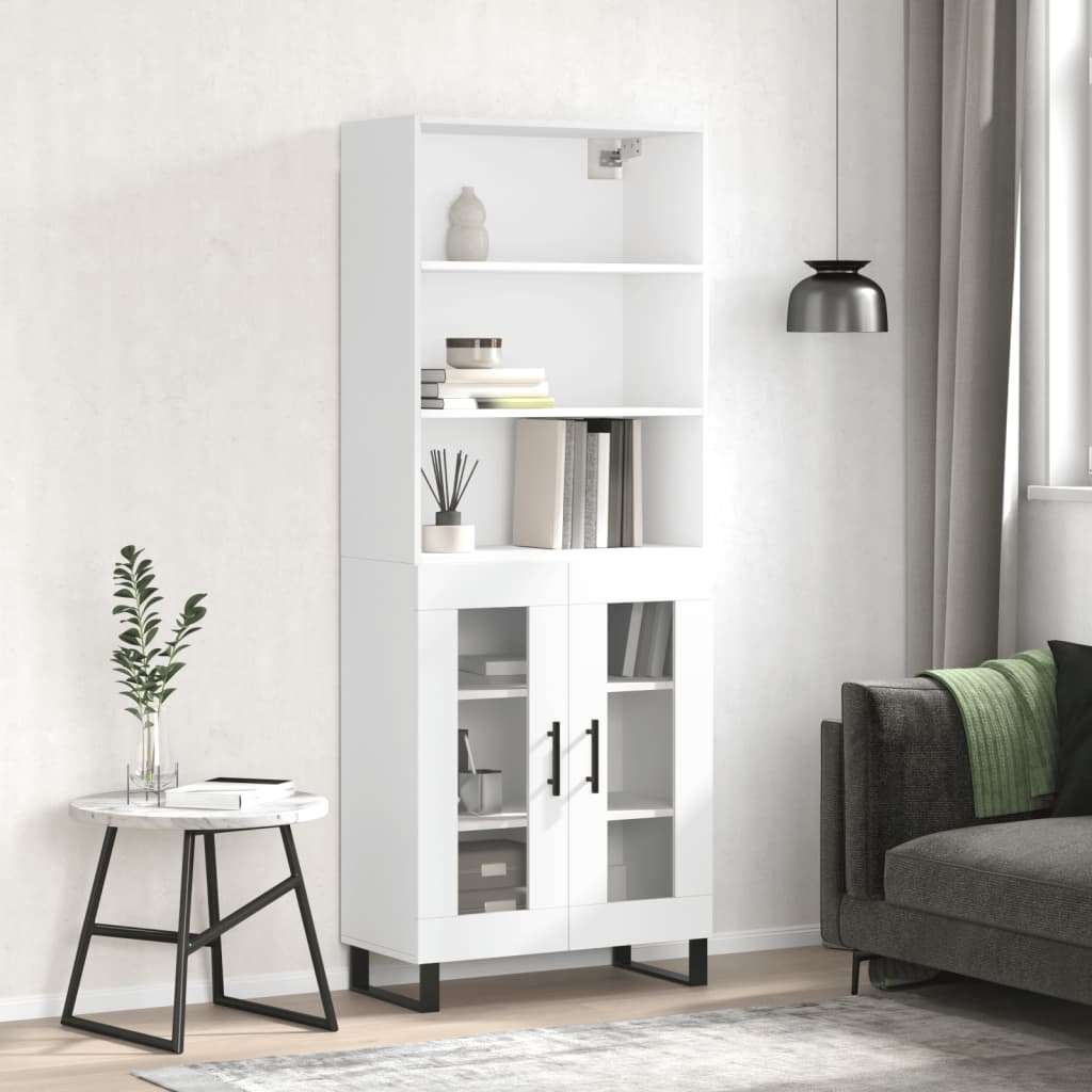 Aparador Alto Madera Contrachapada Blanco 69,5x34x180 Cm_0