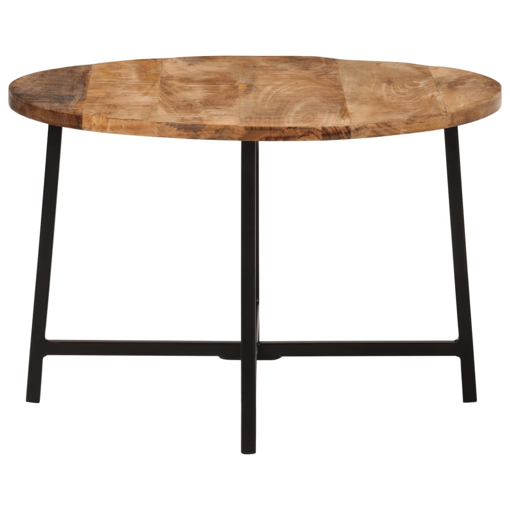 Mesa De Centro Hierro Y Madera Maciza De Mango 54x54x35 Cm_1
