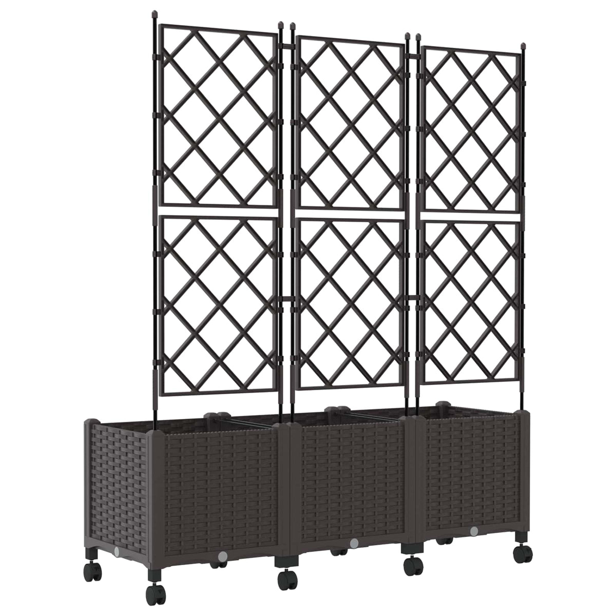 Jardinera Con Enrejado Y Ruedas 3 Uds. Marrón 120 X 40 X 149 Cm_3