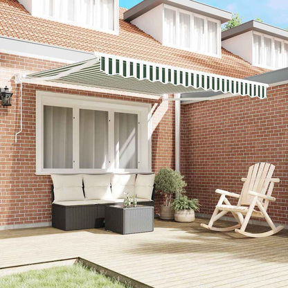 Toldo Retráctil Verde Y Blanco 350 X 250 Cm Poliéster Y Metal_2