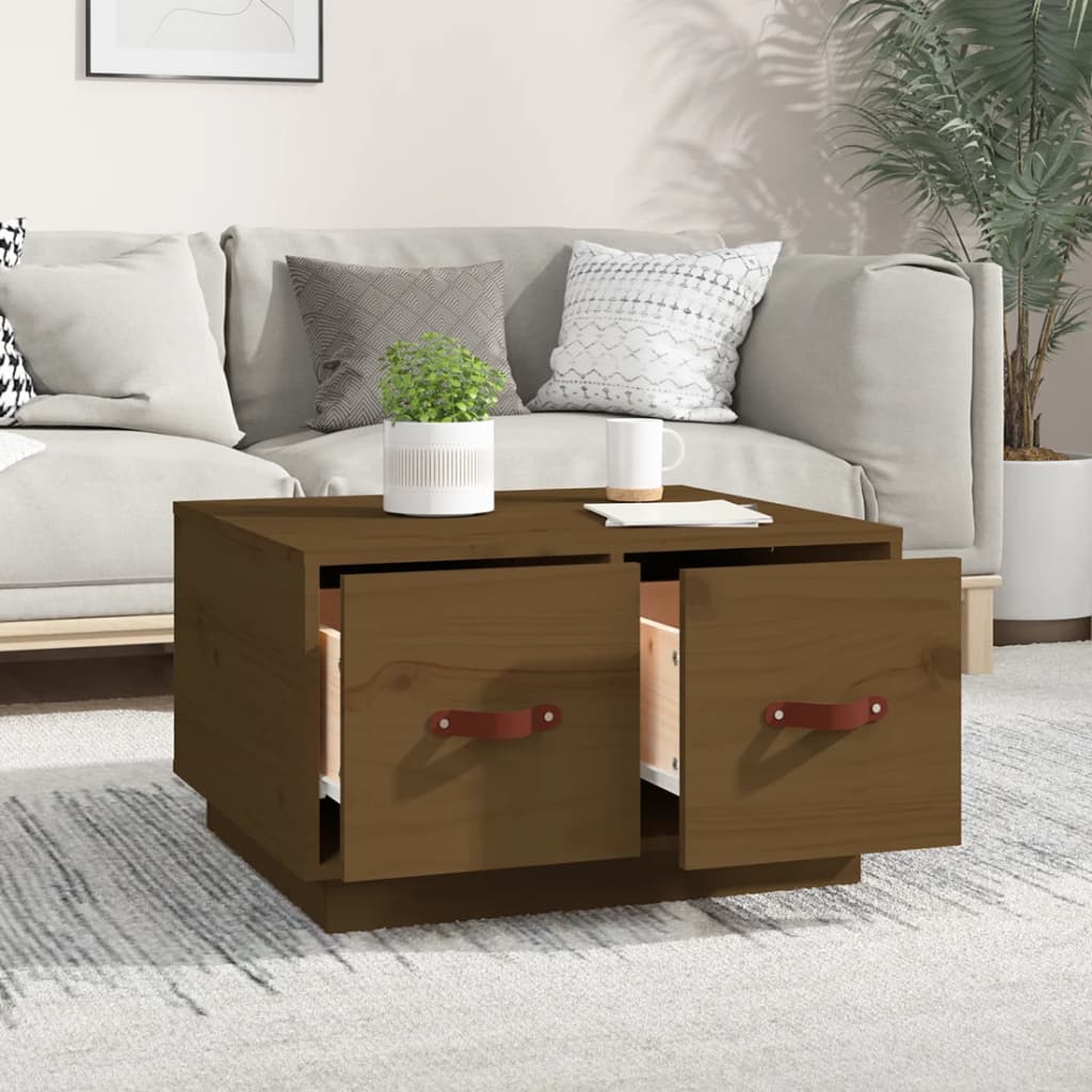 Mesa De Centro Madera Maciza De Pino Marrón Miel 60x53x35 Cm_1