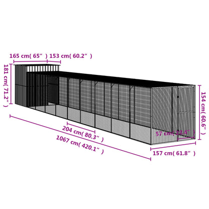 Vidaxl Gallinero Y Corral Acero Galvanizado Gris Claro 165x1067x181 Cm_2