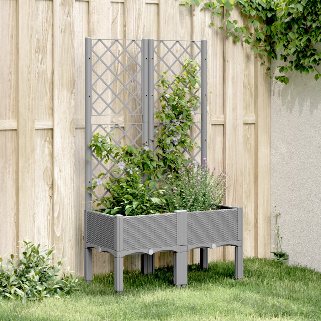 Jardinera Con Enrejado Pp Gris Claro 80x40x142 Cm_1