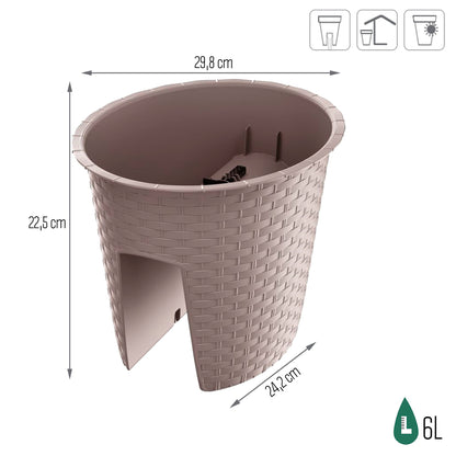Maceta Ratolla Oval 6l., Dimensiones (mm) 298x242x225, Color Mocca_2