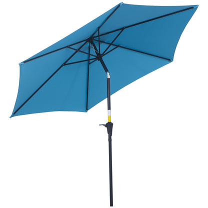 Outsunny Sombrilla Para Jardín Ø260x235 Cm Parasol Reclinable Con Manivela Azul_0