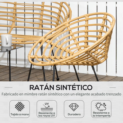 Outsunny Conjunto De Jardín De Ratán Sintético De 4 Piezas Natural Y Negro_4
