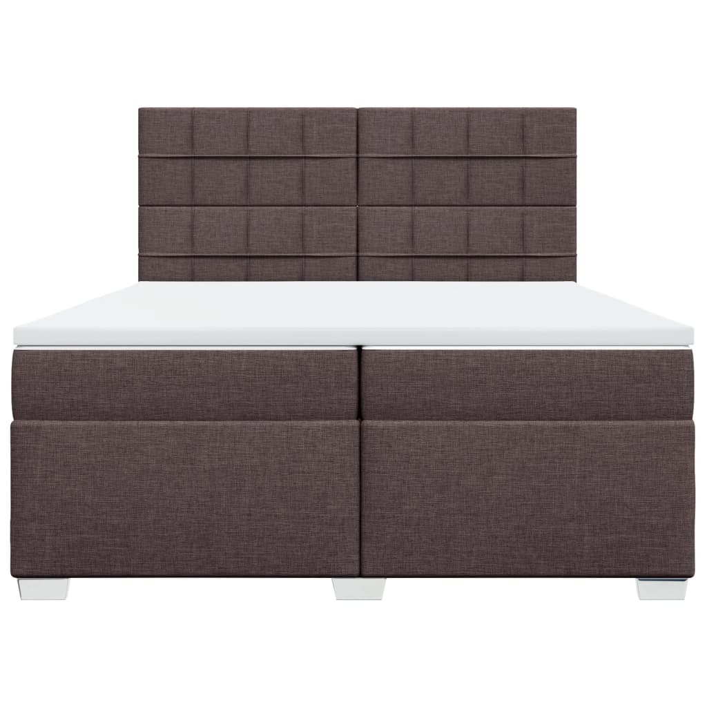Cama Box Spring Con Colchón Tela Marrón Oscuro 200x200 Cm / Vetonek_4