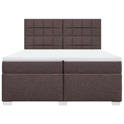 Cama Box Spring Con Colchón Tela Marrón Oscuro 200x200 Cm / Vetonek_4