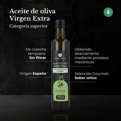 Pack 3x Aceite de oliva virgen extra de cosecha temprana verde sin filtrar Planeta Huerto 500 ml