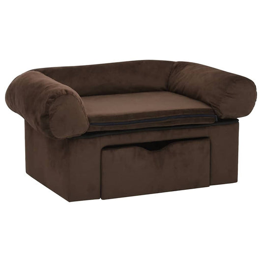 Vidaxl Sofá Para Perros Con Cajón Felpa Marrón 75x50x38 Cm_0