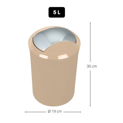 Cubo De Basura Spirella Colección Sydney Color Marrón Arena Acrilico (5l)_1