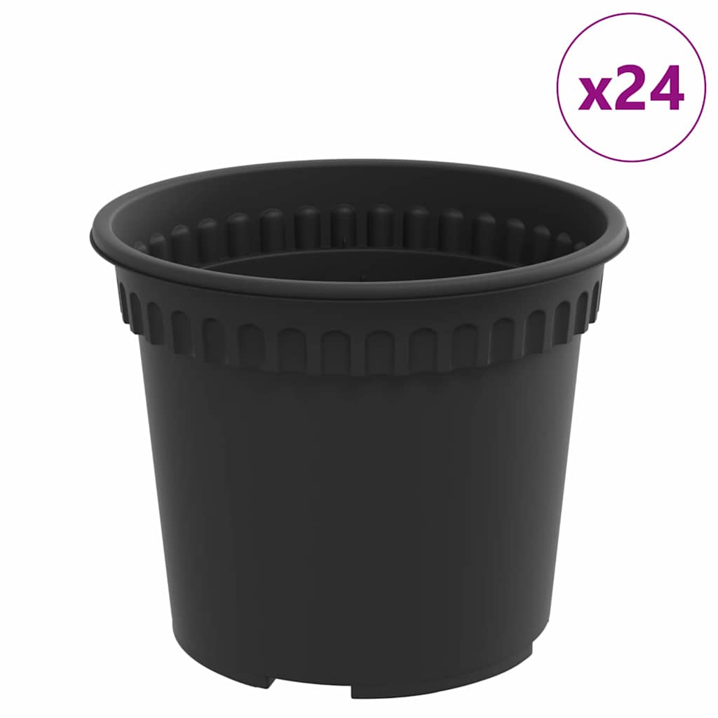 Maceta Redonda Para Flores 24 Pcs Negro Ø 12,5 X 10 Cm Plástico_0