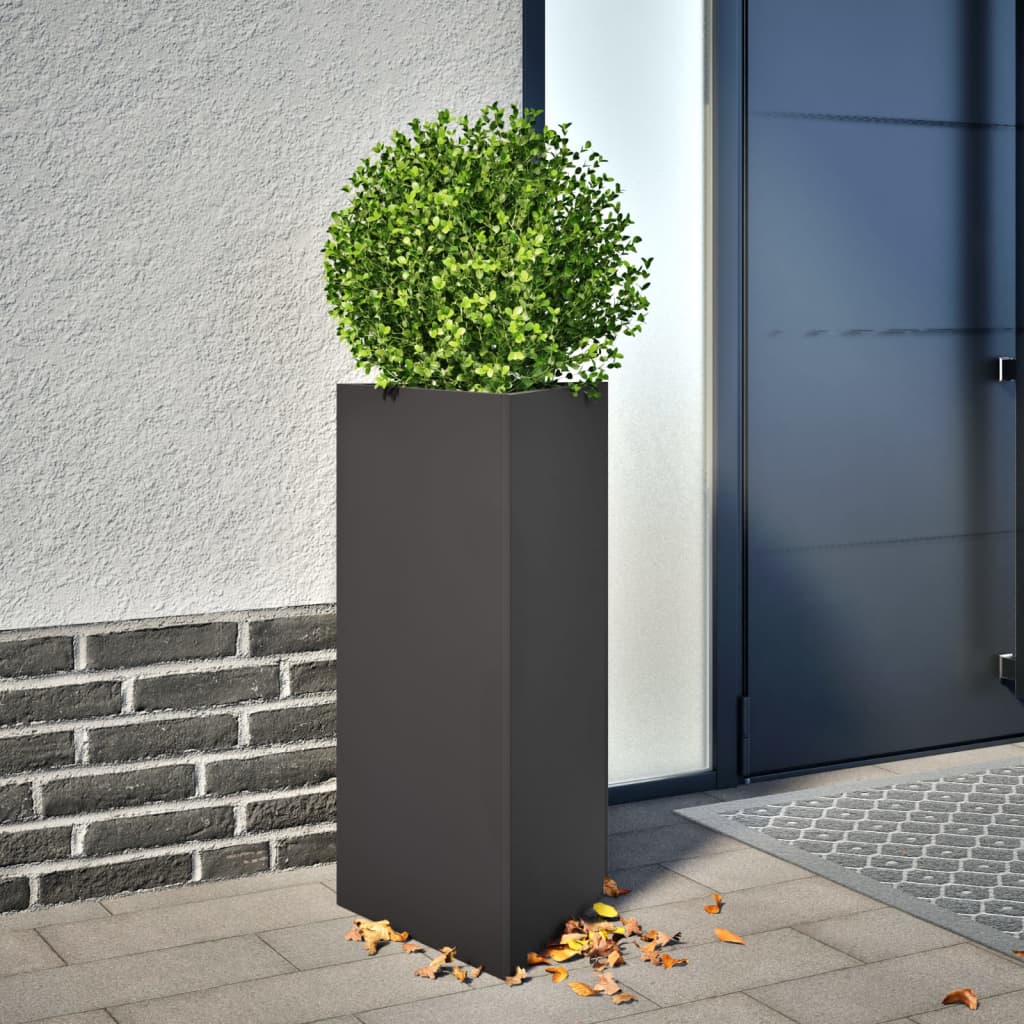 Jardineras Triangulares 2 Uds Acero Negro 40x34,5x75 Cm_1