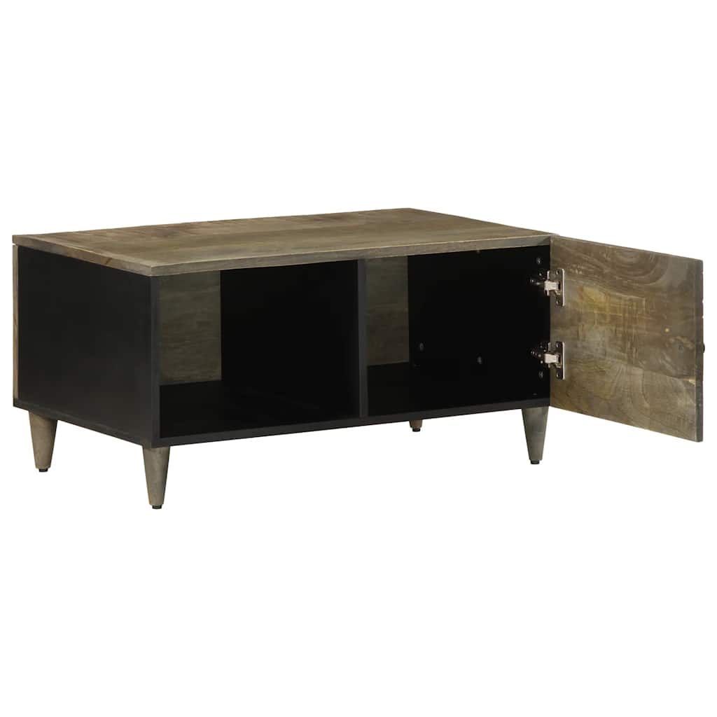 Mesa De Centro De Madera Maciza De Mango Gris Claro 80x50x40 Cm_1