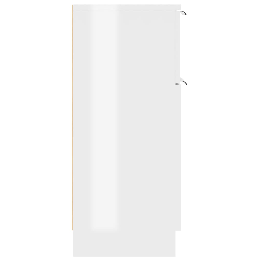 Aparador De Madera Contrachapada Blanco Brillante 30x30x70 Cm / Vetonek_4