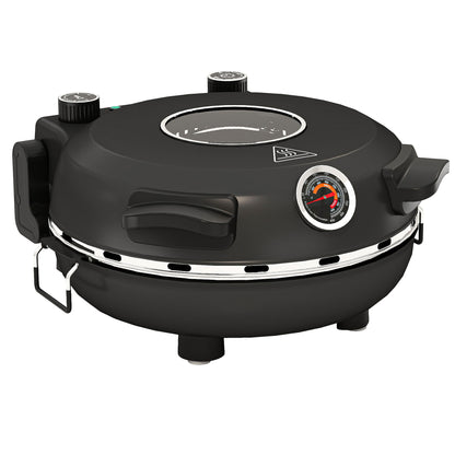 Homcom Horno Para Pizza En 5 Minutos 1200w Temporizador 15min Negro_0