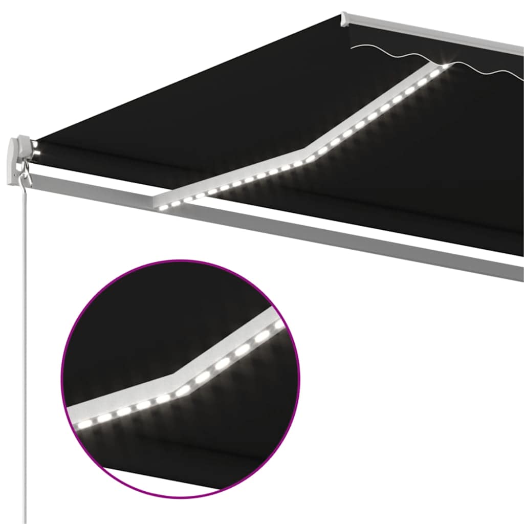 Toldo Retráctil Manual Con Luz Led Gris Antracita 500x300 Cm_3