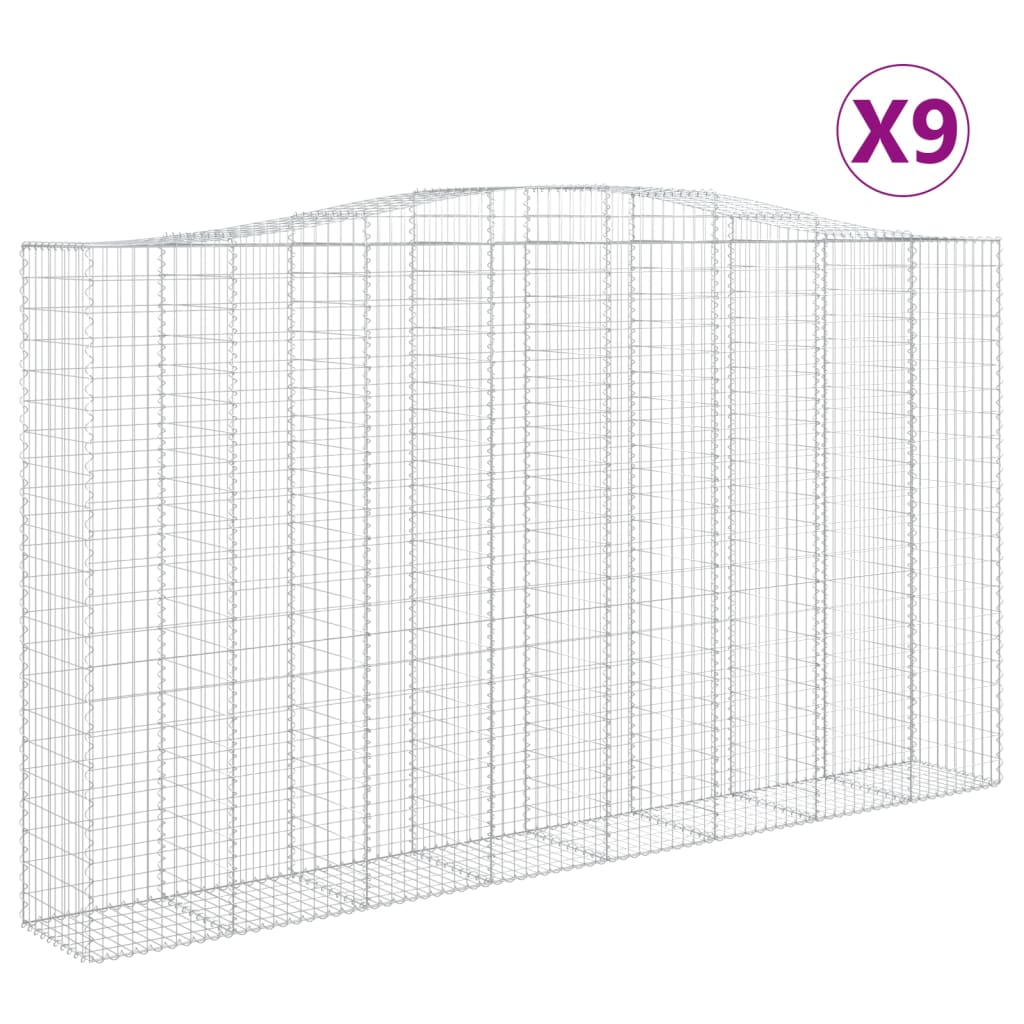 Cestas De Gaviones 9 Uds Forma De Arco Hierro 400x50x220/240 Cm_0