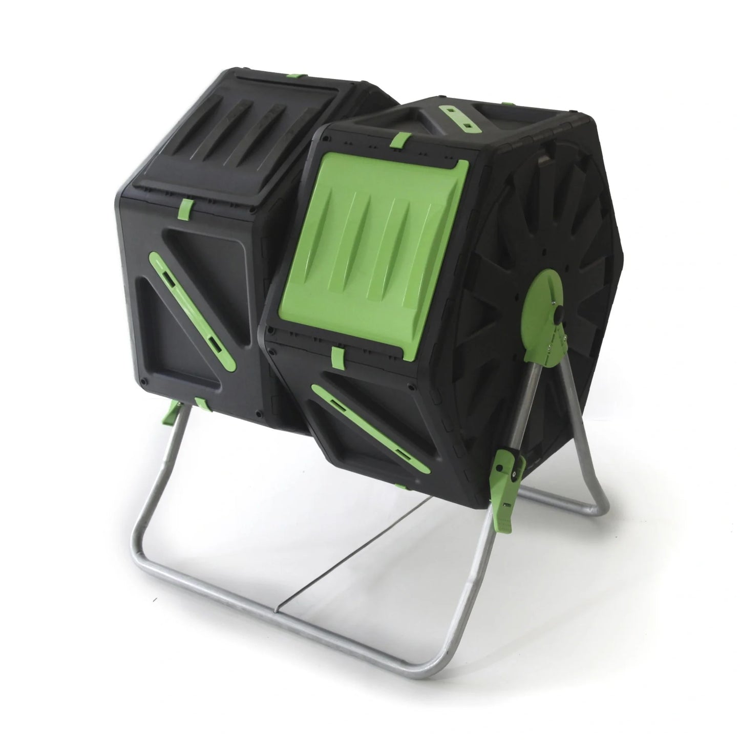 Compostador De Tambor 2x70l, Plástico Y Metal Resistente, 140l Total, 82x65x60cm_0
