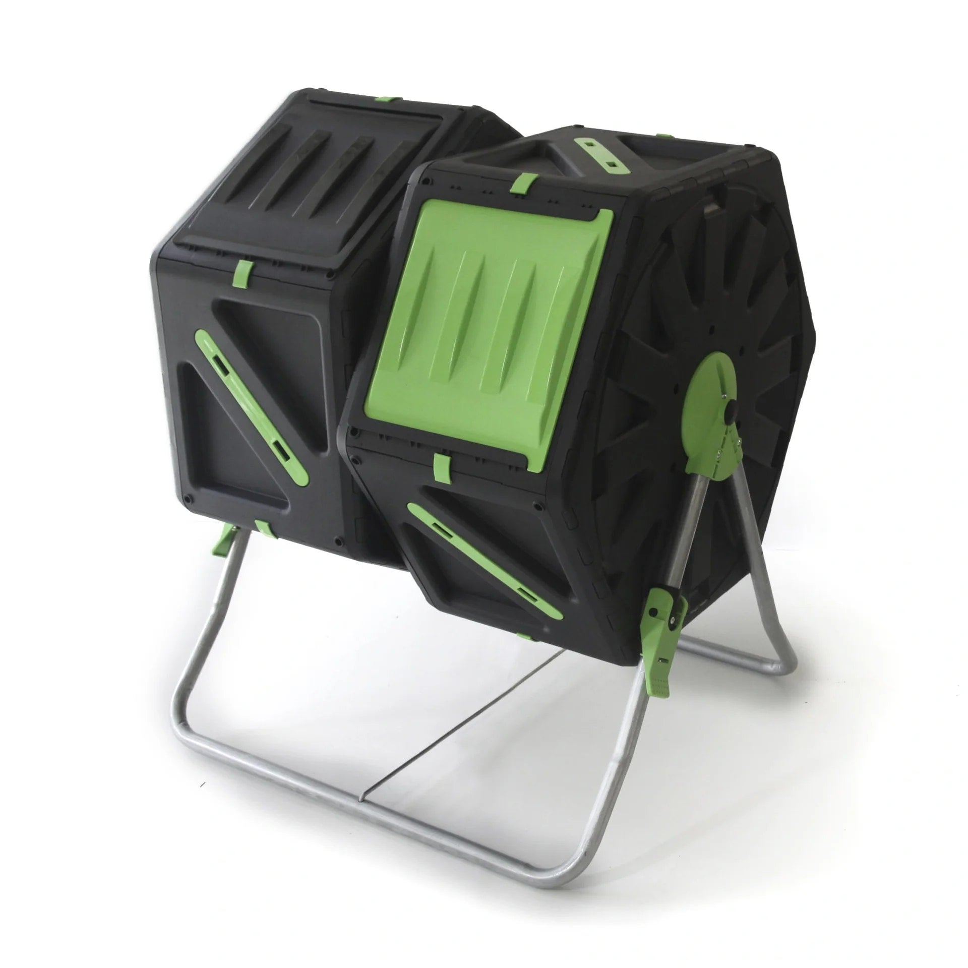 Compostador De Tambor 2x70l, Plástico Y Metal Resistente, 140l Total, 82x65x60cm_0