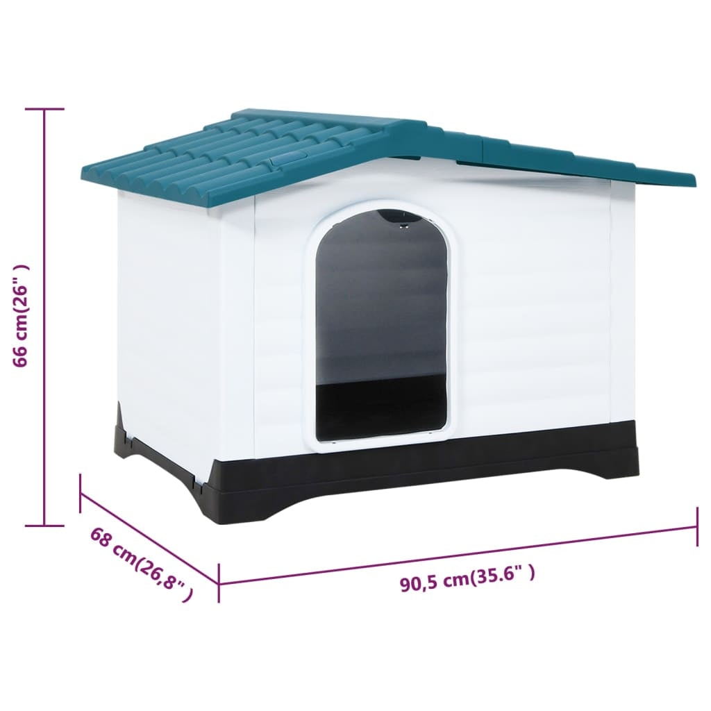 Vidaxl Caseta Para Perros Polipropileno Azul 90,5x68x66 Cm_2