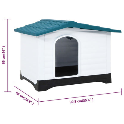 Vidaxl Caseta Para Perros Polipropileno Azul 90,5x68x66 Cm_2