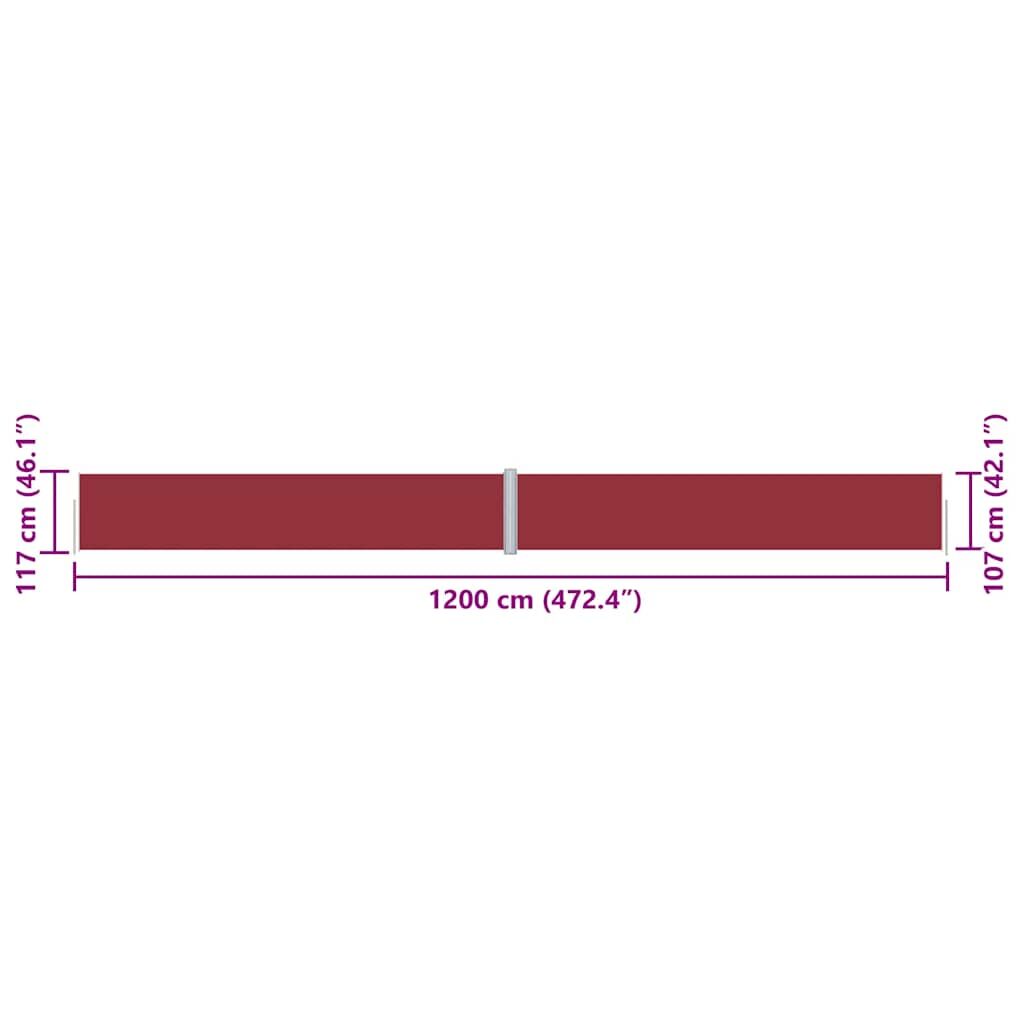 Vidaxl Toldo Lateral Retráctil Rojo 117x1200 Cm_2