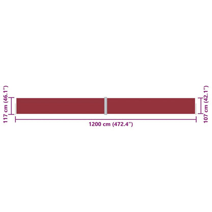 Vidaxl Toldo Lateral Retráctil Rojo 117x1200 Cm_2