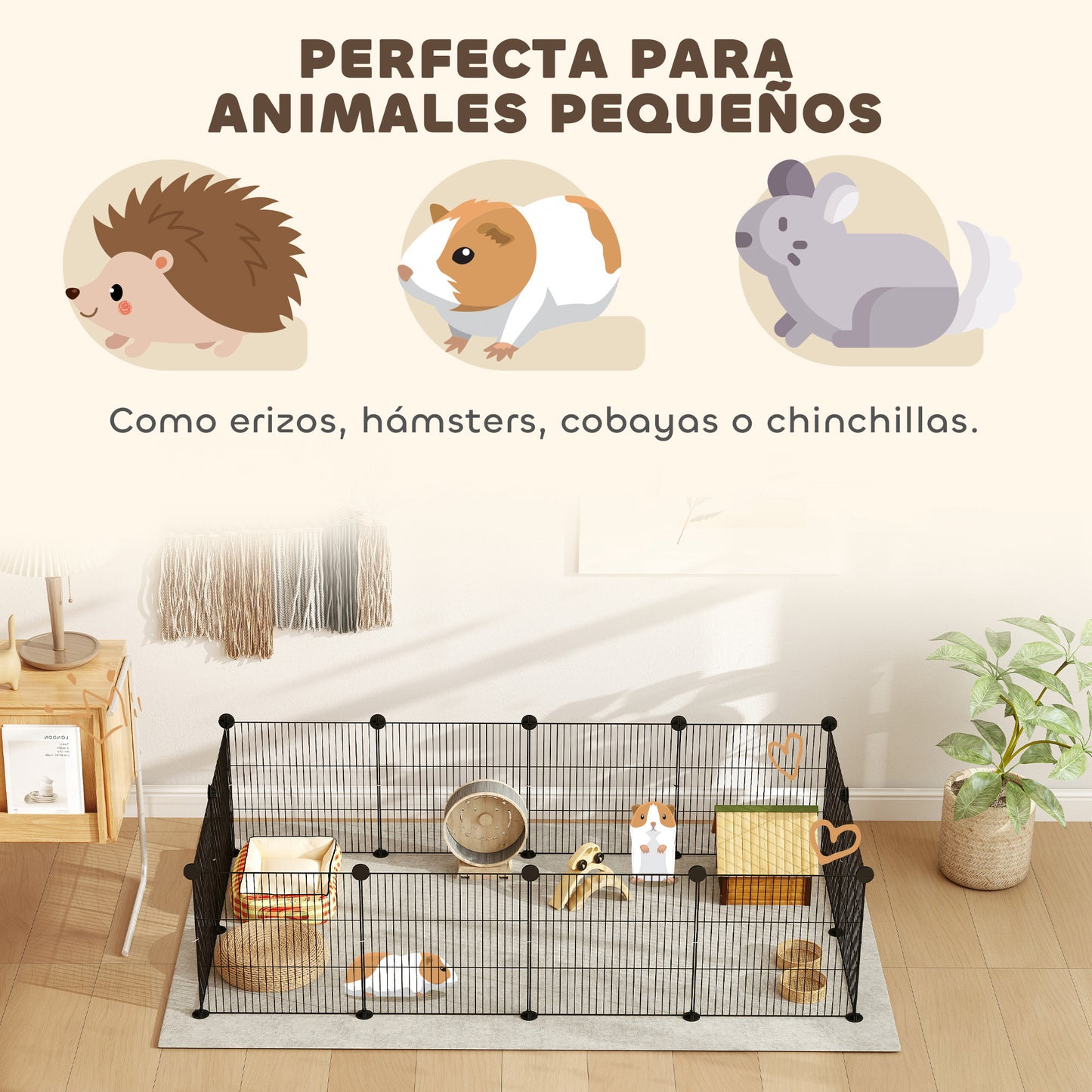 Pawhut Valla Metálica Para Mascotas Con 12 Paneles Diseño Diy 140x70x35 Cm Negro_4