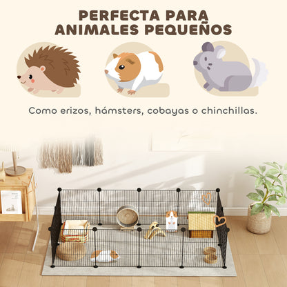 Pawhut Valla Metálica Para Mascotas Con 12 Paneles Diseño Diy 140x70x35 Cm Negro_4