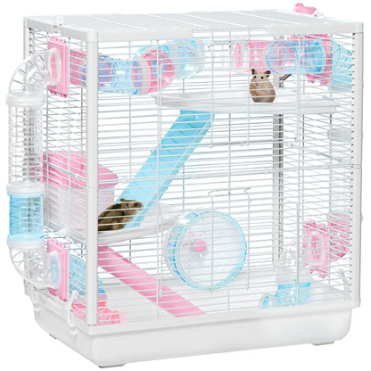Pawhut Jaula Para Hámster Con Tubos De Túnel 47x29,5x53 Cm Casa Para Hámster_0